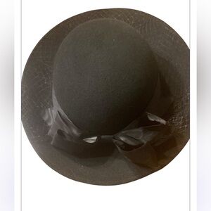 Geo W Bollman 100% Wool Black Women's Hat with Ribbon & netting‎